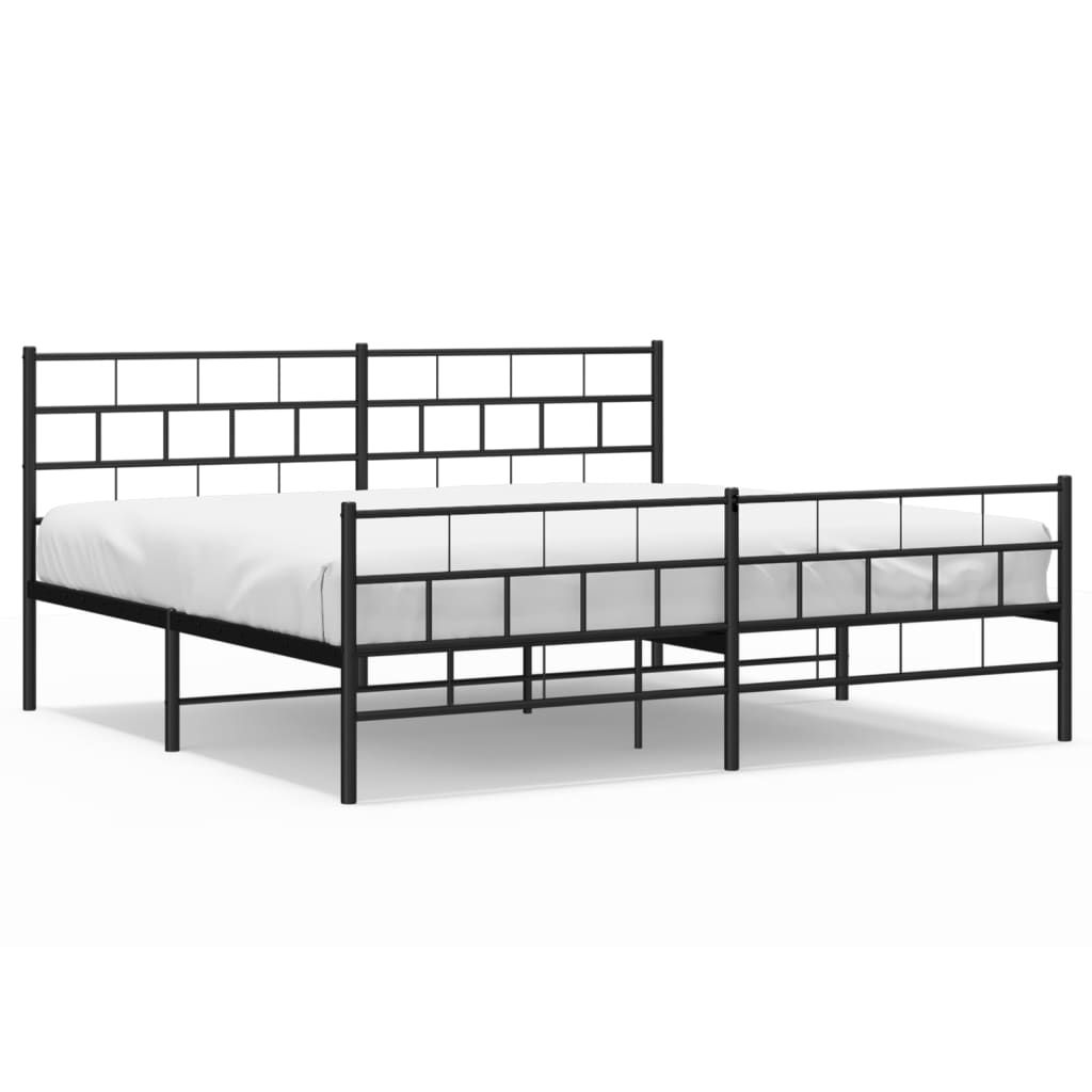 Metalni okvir kreveta uzglavlje i podnožje crni 200x200 cm