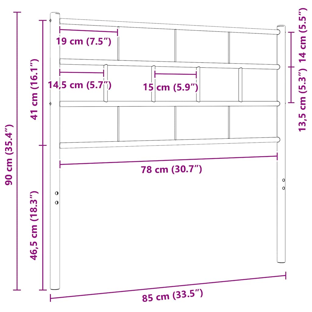 Metalno zamjensko uzglavlje crno 80 cm
