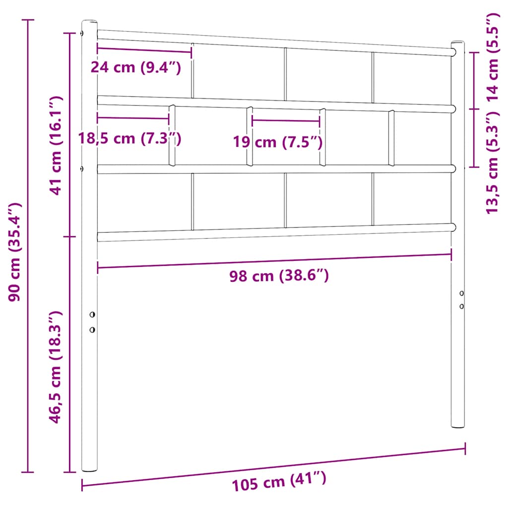 Metalno zamjensko uzglavlje crno 100 cm