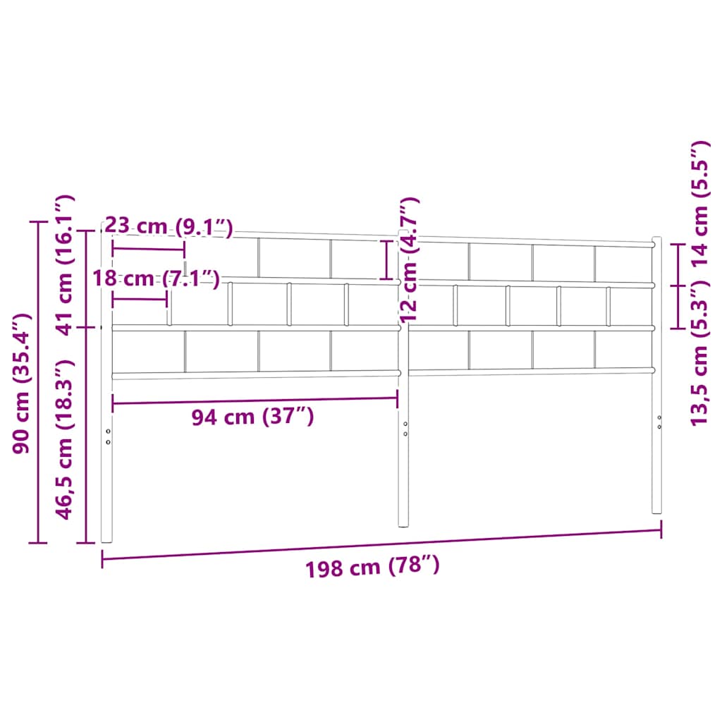 Metalno zamjensko uzglavlje crno 193 cm