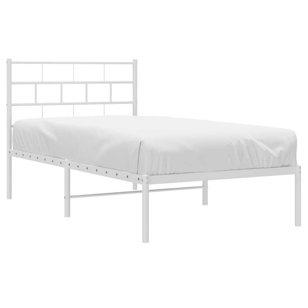 Metalni okvir krevet bez madraca s uzglavljem bijeli 75x190 cm