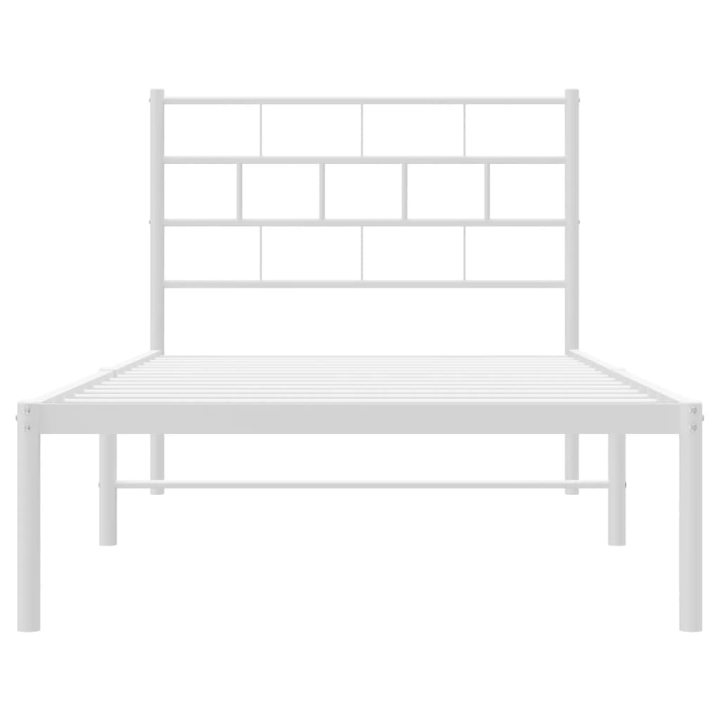 Metalni okvir krevet bez madraca s uzglavljem bijeli 75x190 cm