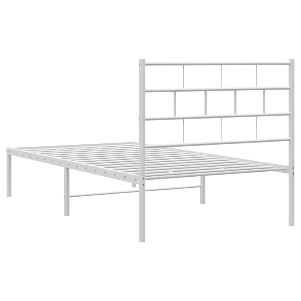 Metalni okvir krevet bez madraca s uzglavljem bijeli 75x190 cm