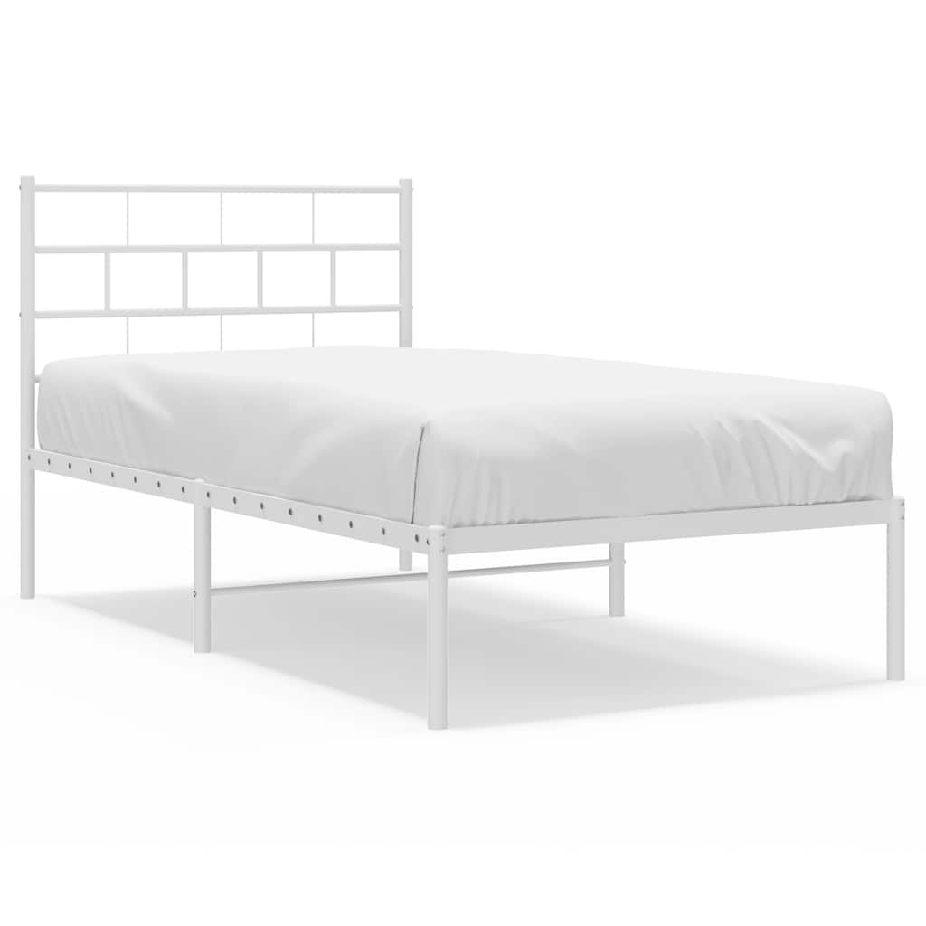 Metalni okvir za krevet s uzglavljem bijeli 100x200 cm