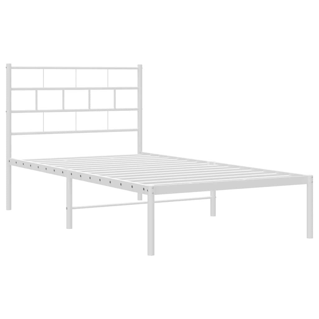 Metalni okvir za krevet s uzglavljem bijeli 100x200 cm