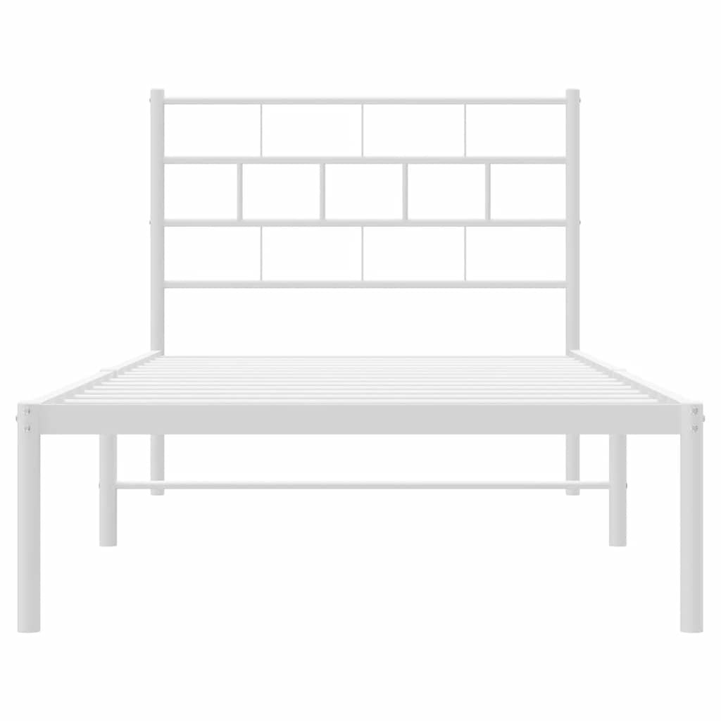 Metalni okvir za krevet s uzglavljem bijeli 100x200 cm