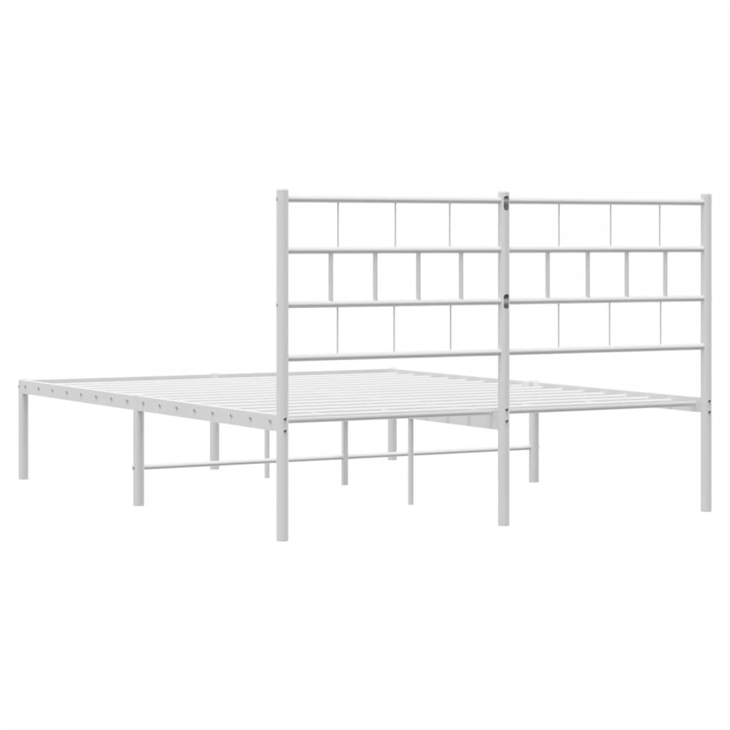 Metalni okvir za krevet s uzglavljem bijeli 140 x 200 cm
