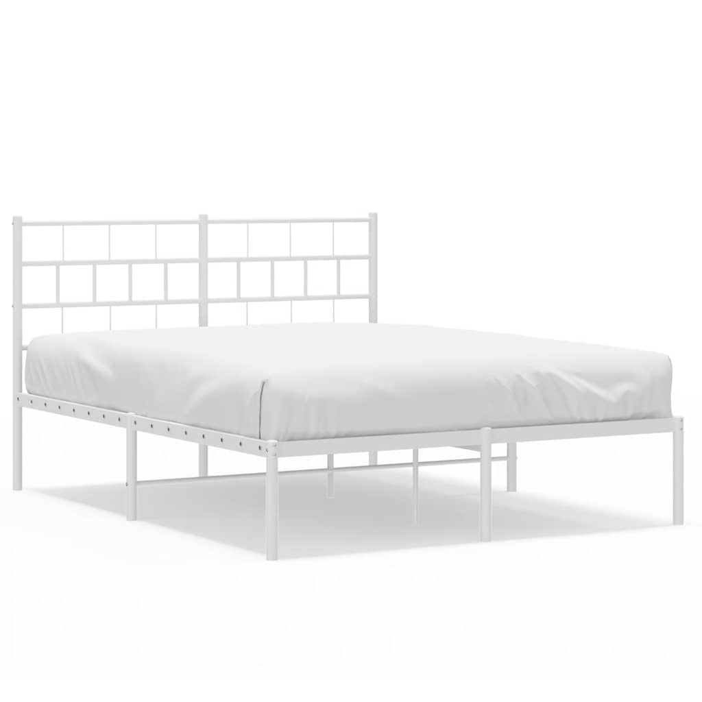 Metalni okvir za krevet s uzglavljem bijeli 150x200 cm