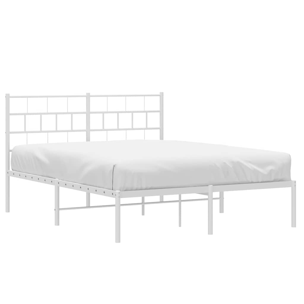 Metalni okvir za krevet s uzglavljem bijeli 150x200 cm