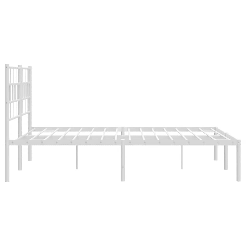Metalni okvir za krevet s uzglavljem bijeli 150x200 cm