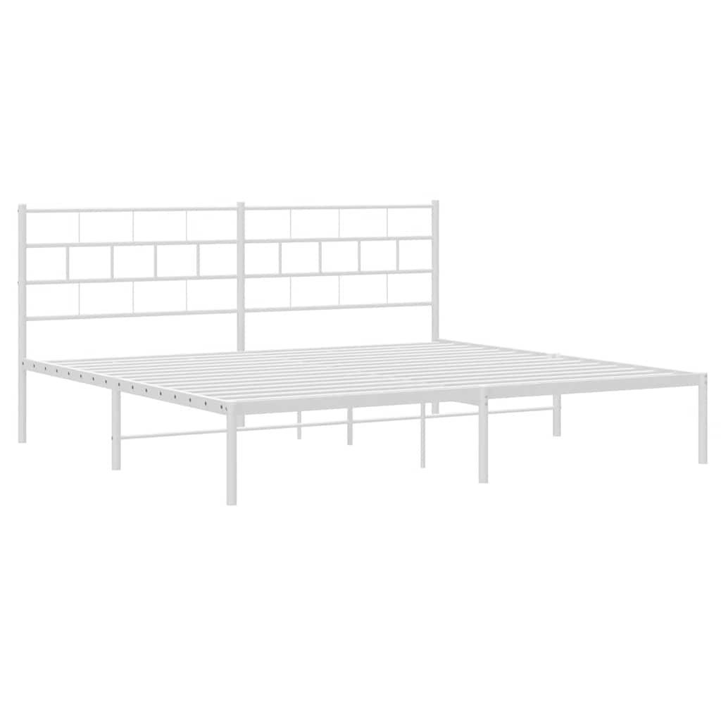 Metalni okvir za krevet s uzglavljem bijeli 193x203 cm