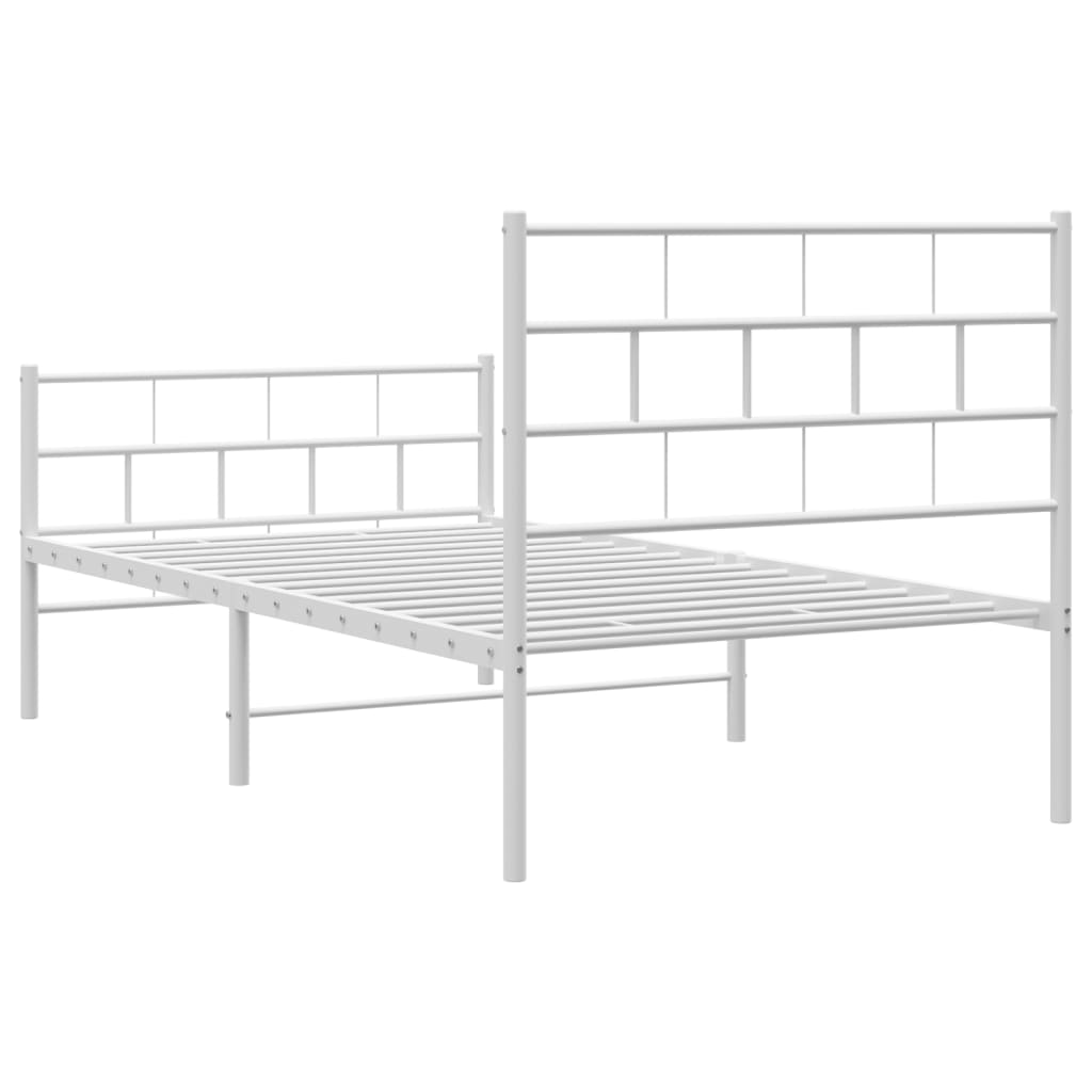Metalni okvir kreveta uzglavlje i podnožje bijeli 90 x 200 cm
