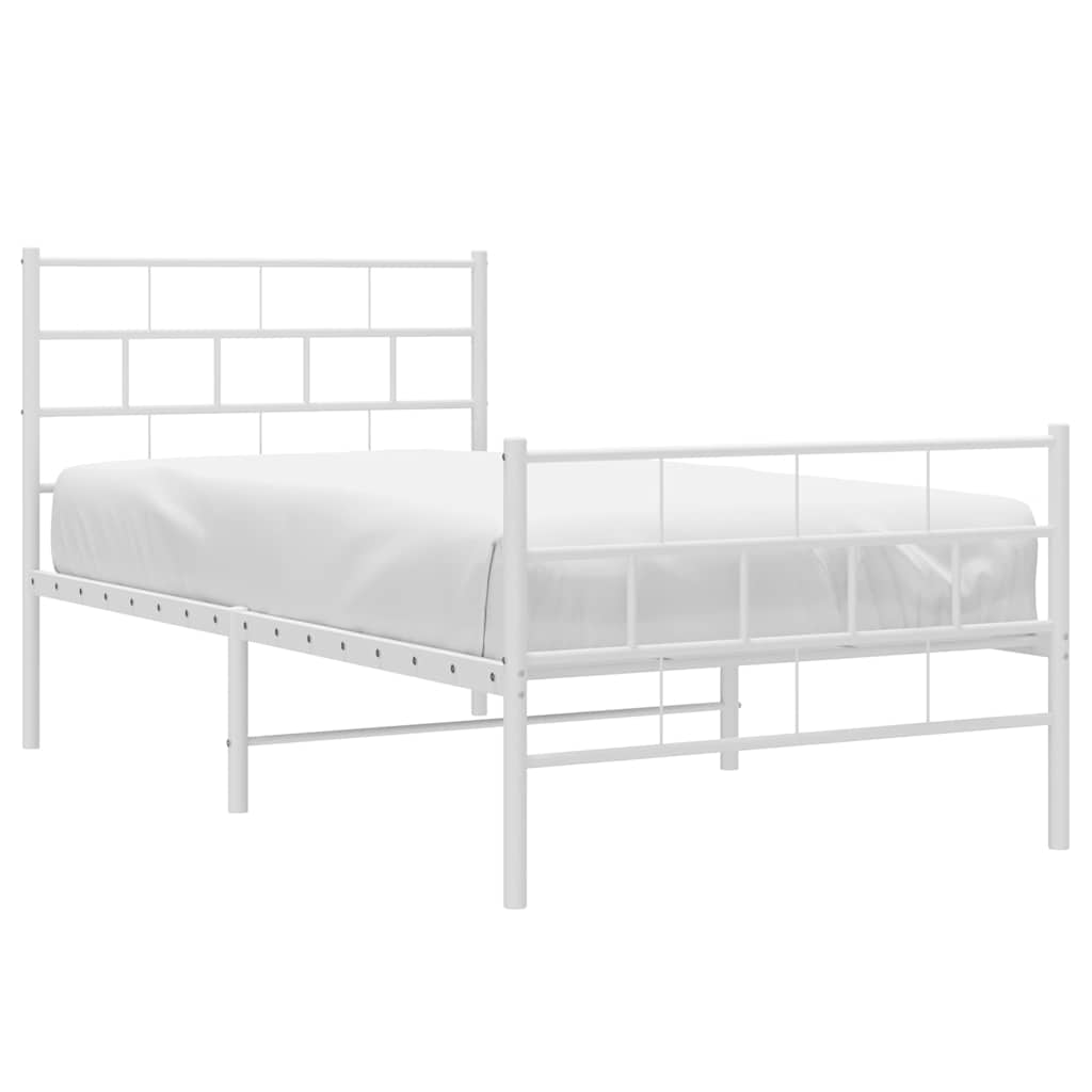 Metalni okvir kreveta uzglavlje i podnožje bijeli 100x190 cm