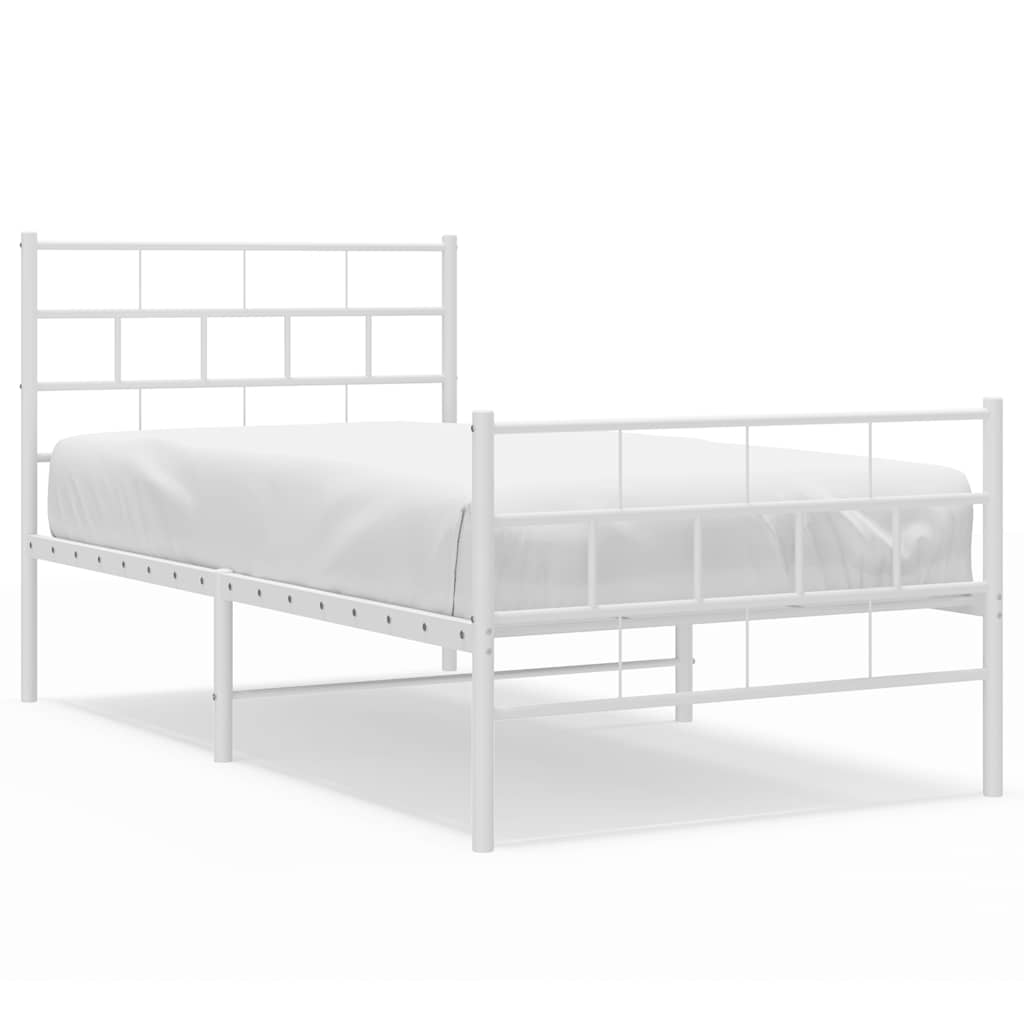 Metalni okvir kreveta uzglavlje i podnožje bijeli 100x200 cm