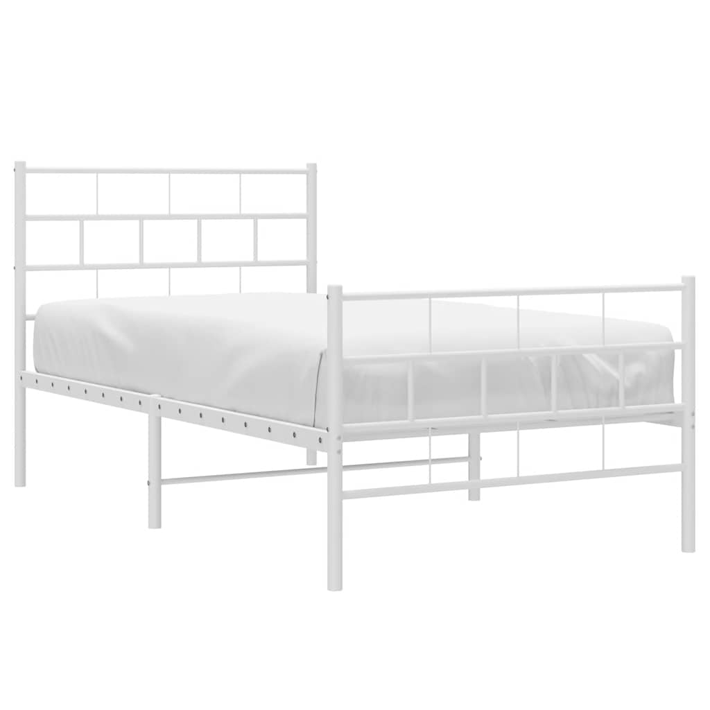 Metalni okvir kreveta uzglavlje i podnožje bijeli 100x200 cm