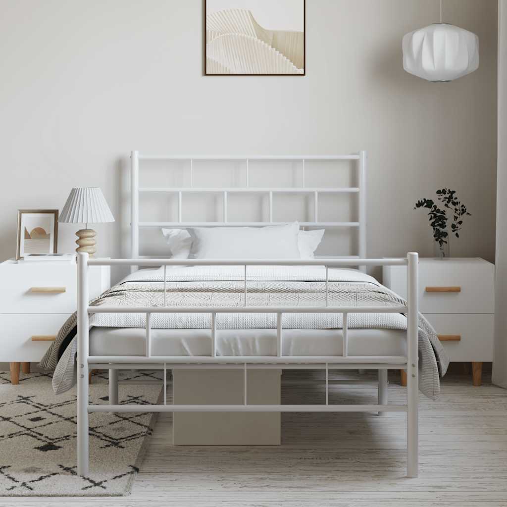 Metalni okvir kreveta uzglavlje i podnožje bijeli 100x200 cm