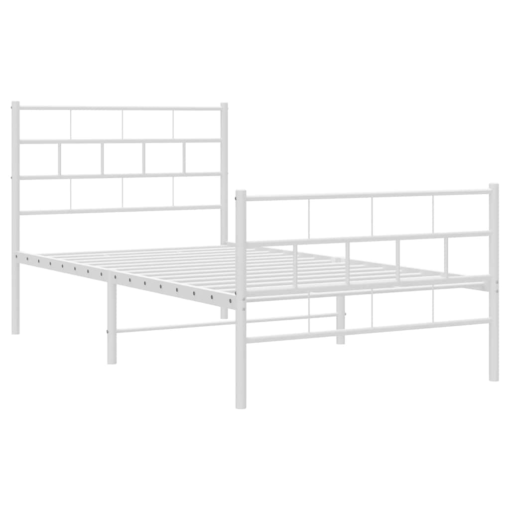 Metalni okvir kreveta uzglavlje i podnožje bijeli 100x200 cm
