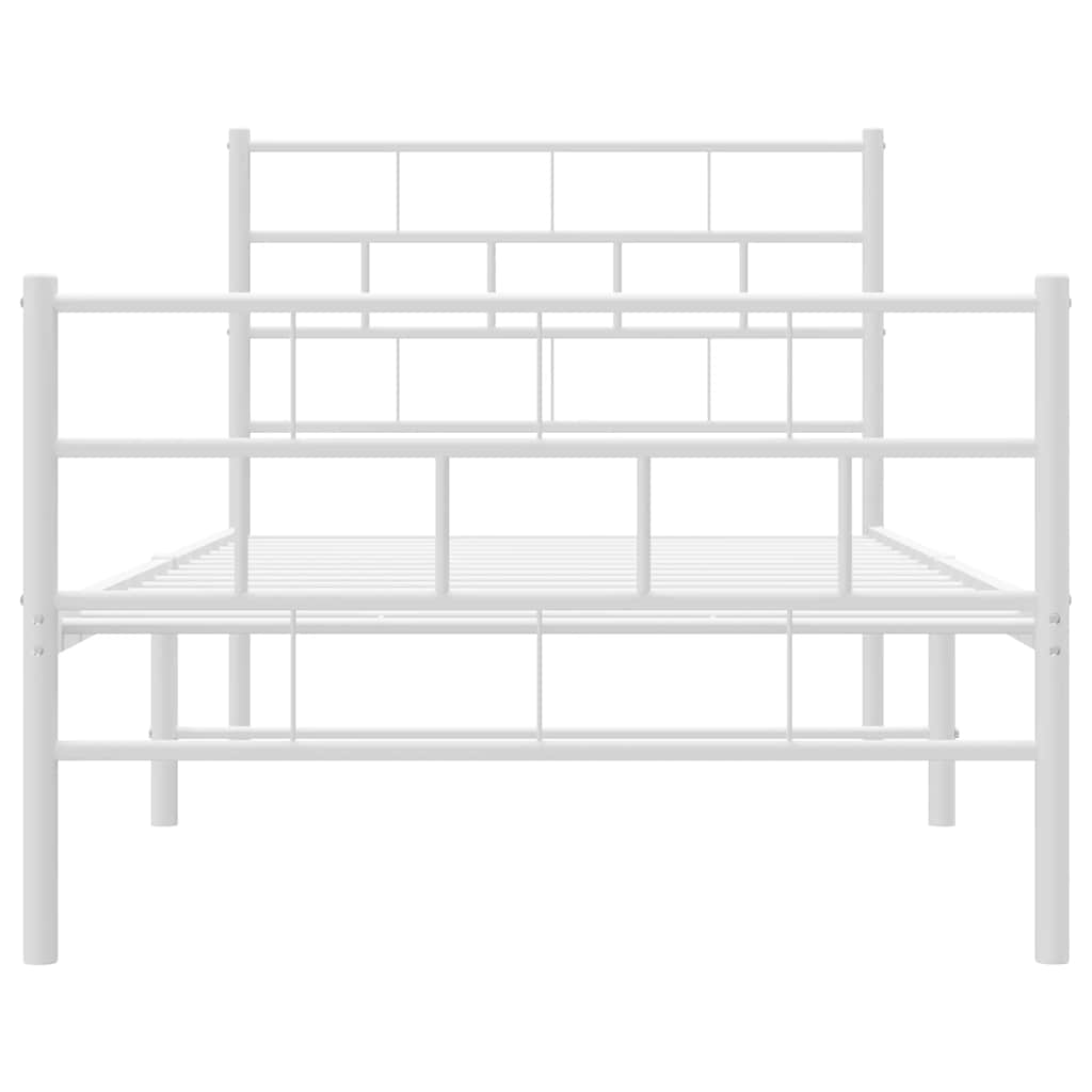 Metalni okvir kreveta uzglavlje i podnožje bijeli 100x200 cm