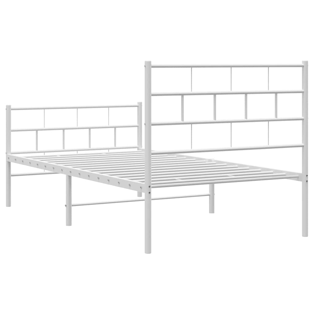 Metalni okvir kreveta uzglavlje i podnožje bijeli 100x200 cm