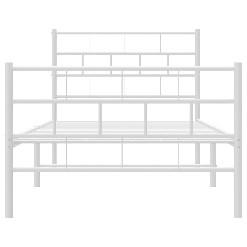 Metalni okvir kreveta uzglavlje i podnožje bijeli 107x203 cm