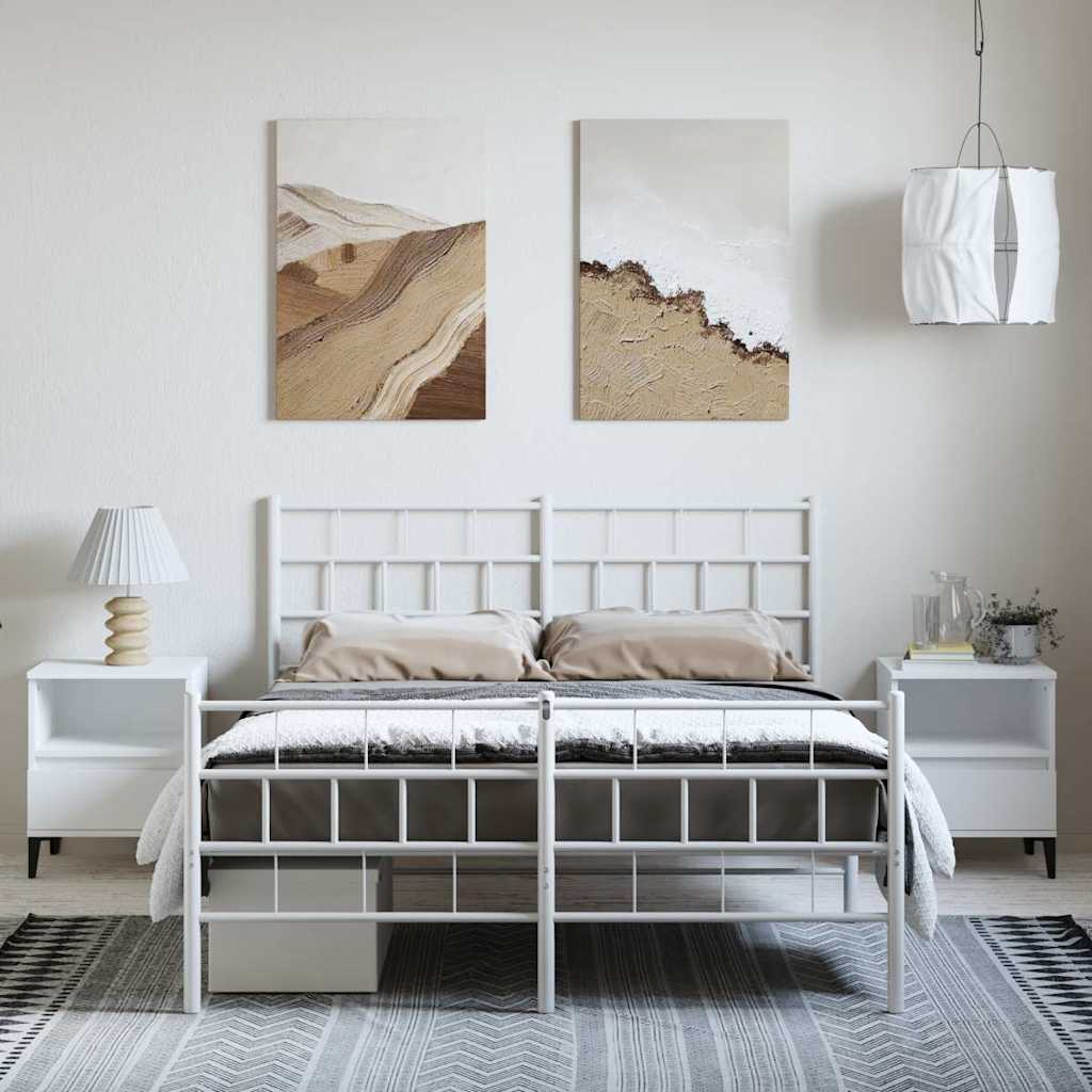 Metalni okvir kreveta uzglavlje i podnožje bijeli 135 x 190 cm