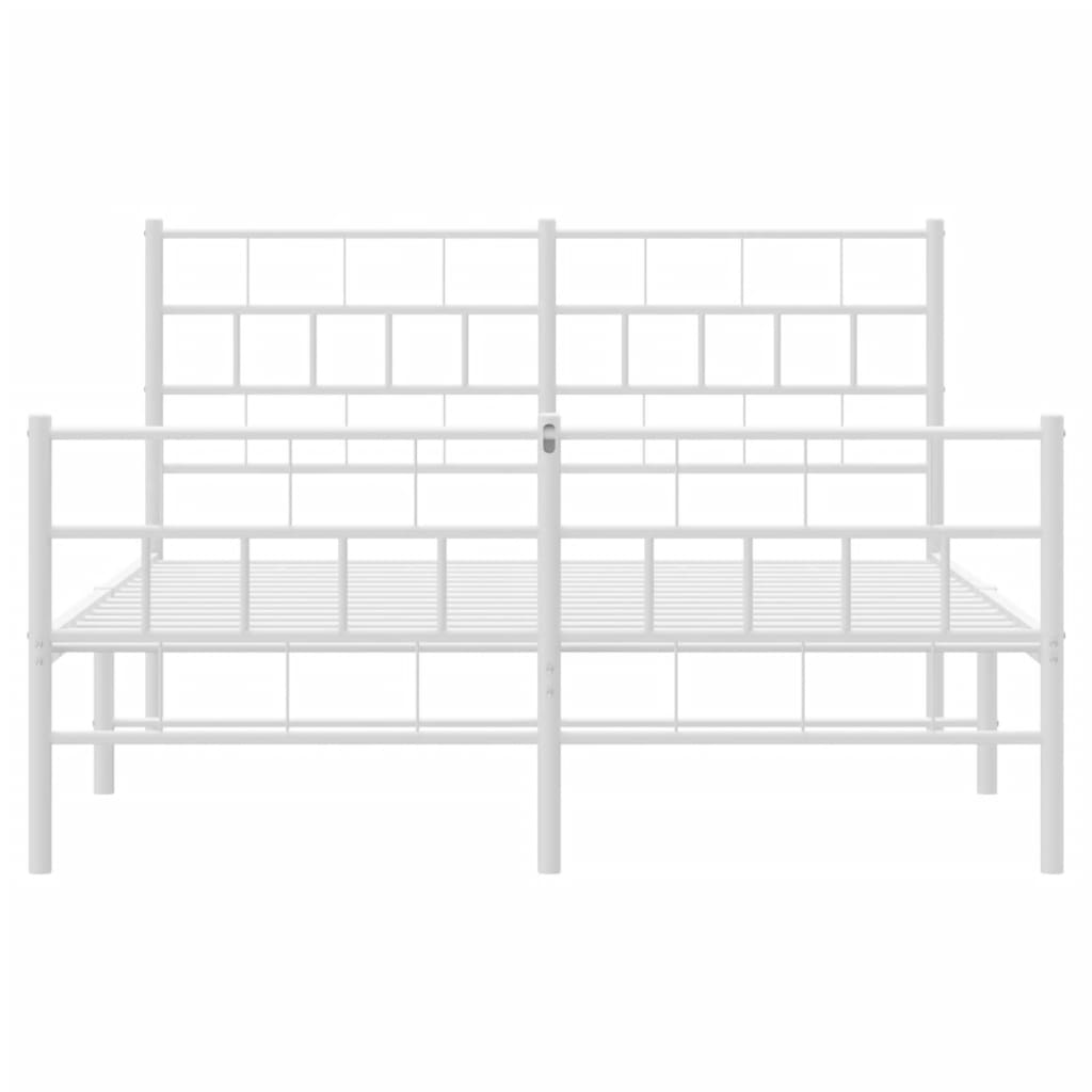 Metalni okvir kreveta uzglavlje i podnožje bijeli 140 x 190 cm