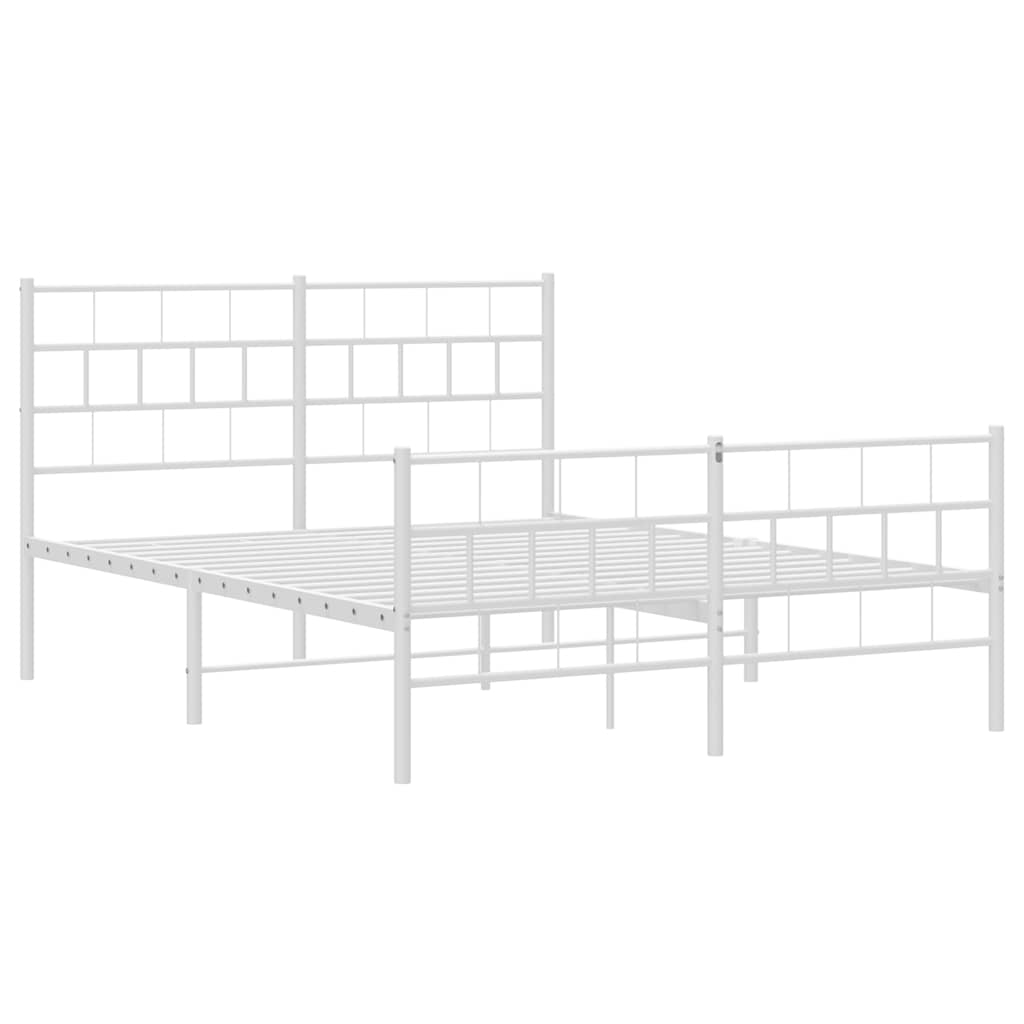 Metalni okvir kreveta uzglavlje i podnožje bijeli 150 x 200 cm