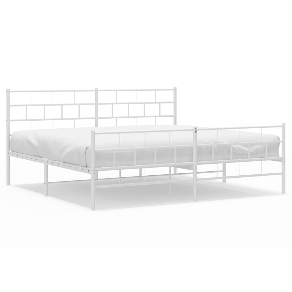 Metalni okvir kreveta uzglavlje i podnožje bijeli 200x200 cm