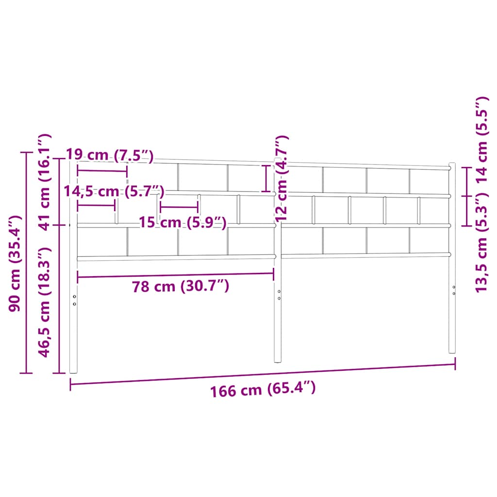 Metalno zamjensko uzglavlje bijelo 160 cm