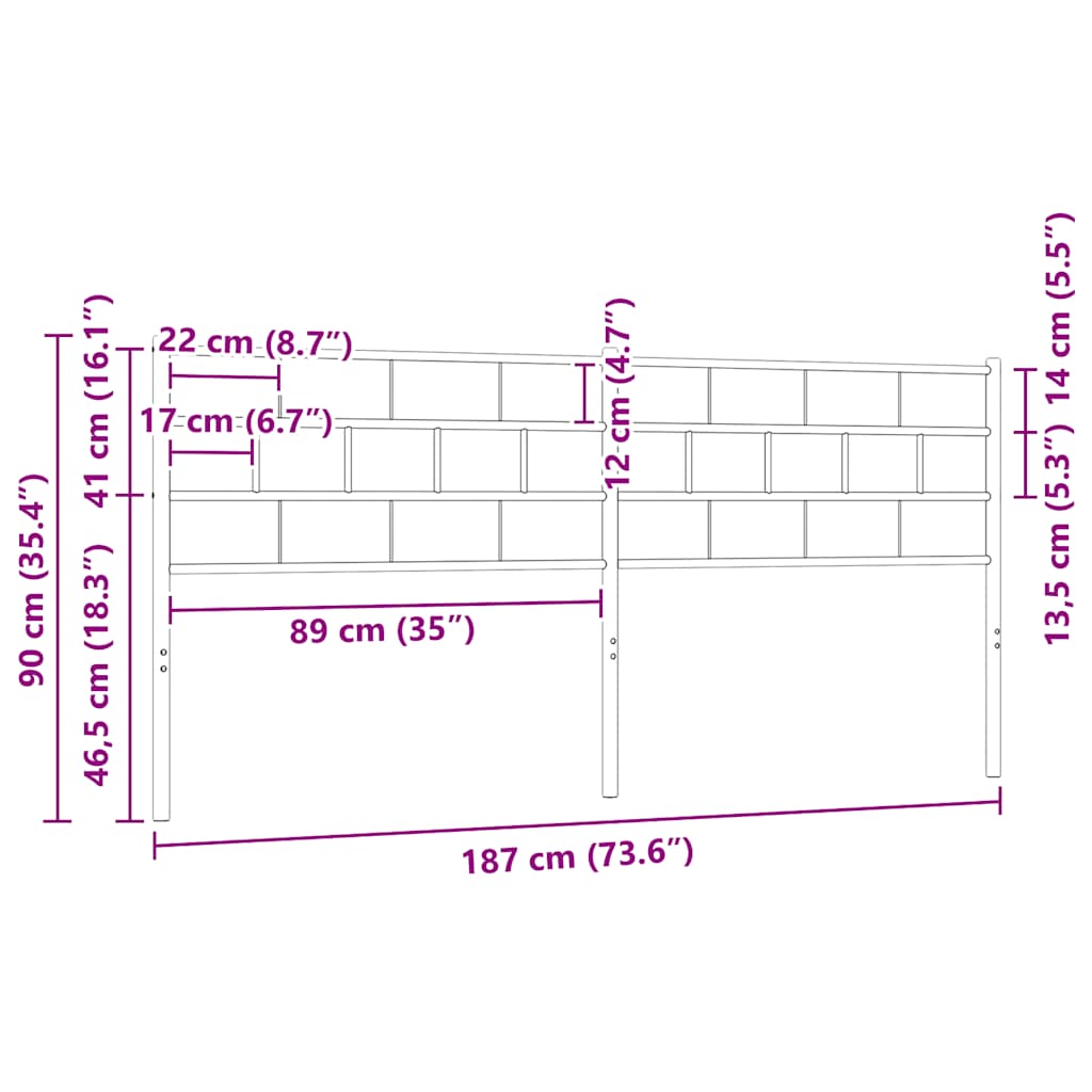 Metalno zamjensko uzglavlje bijelo 180 cm