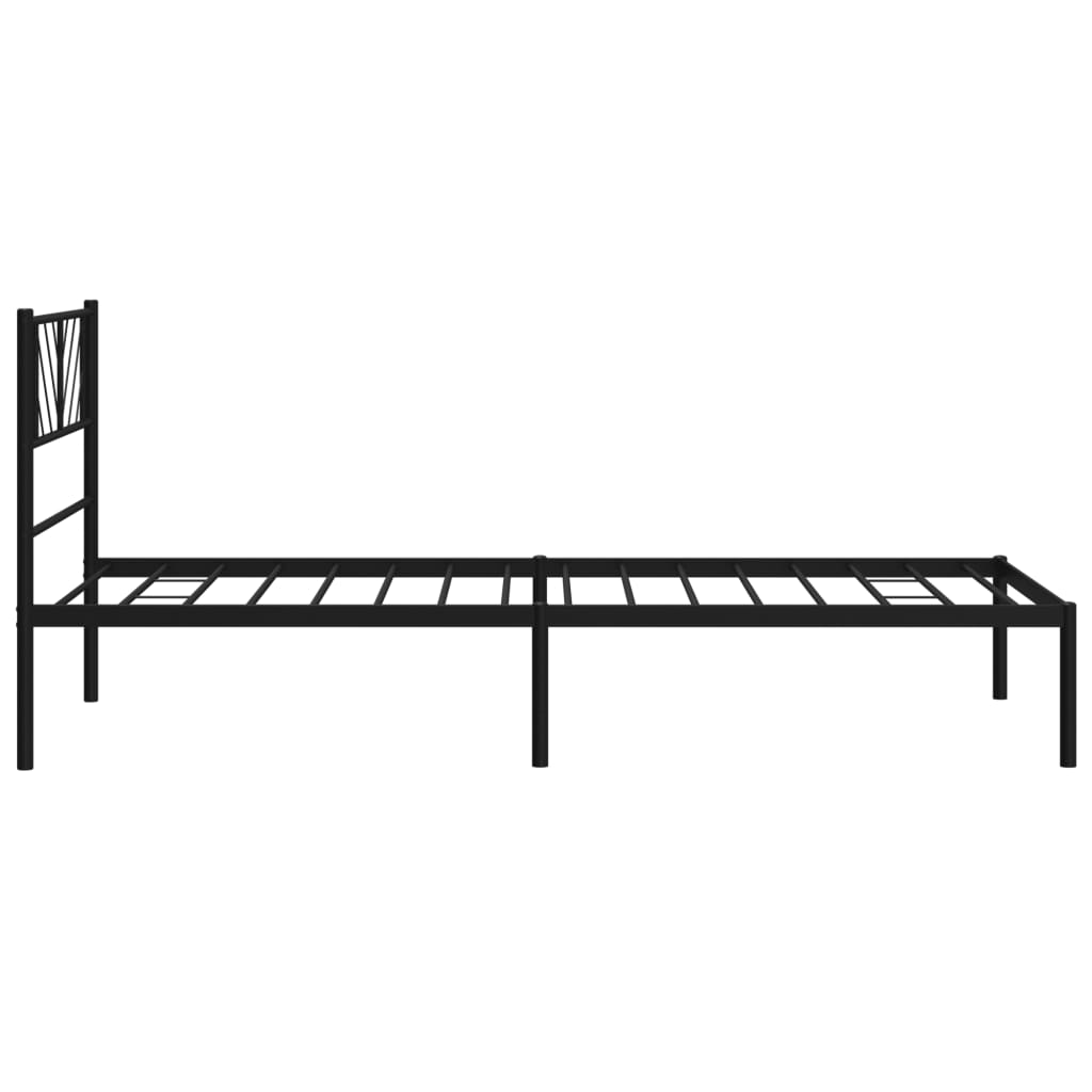 Metalni okvir za krevet s uzglavljem crni 90x190 cm