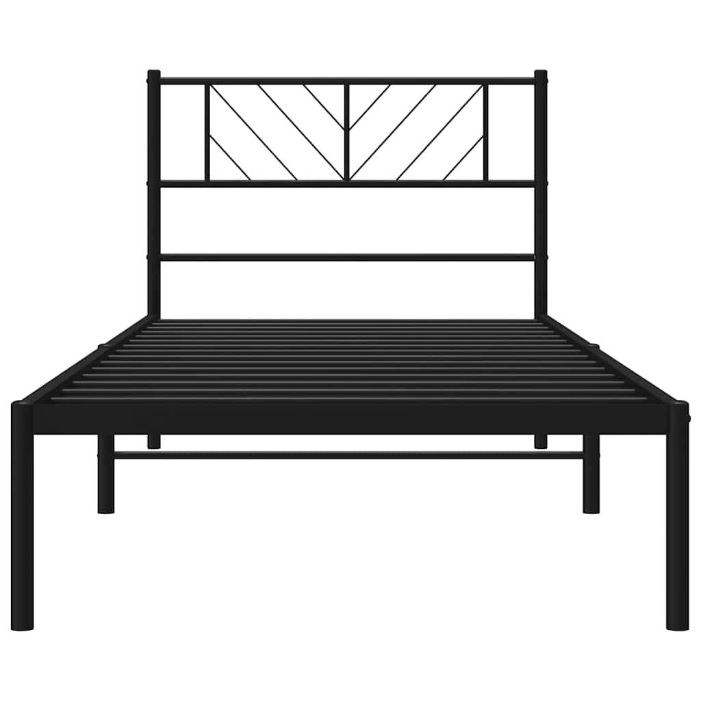 Metalni okvir za krevet s uzglavljem crni 100x190 cm