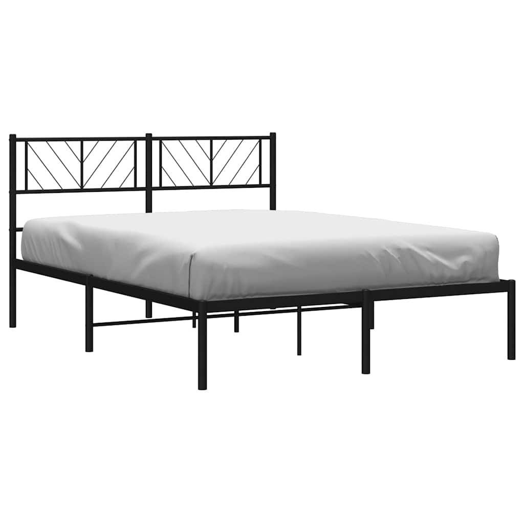 Metalni okvir za krevet s uzglavljem crni 135x190 cm