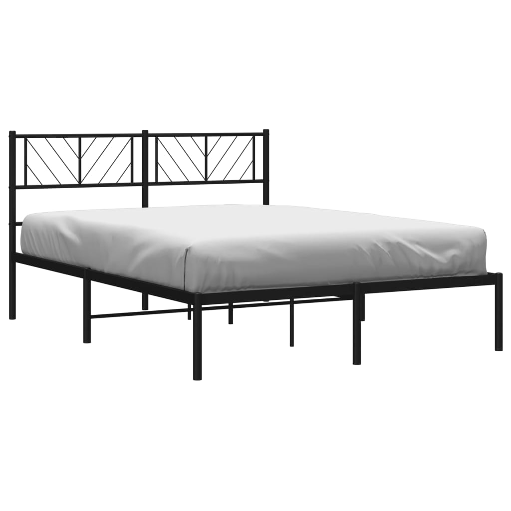 Metalni okvir za krevet s uzglavljem crni 140x190 cm