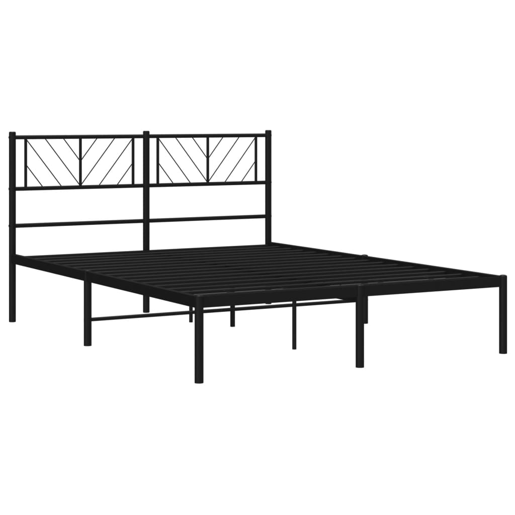 Metalni okvir za krevet s uzglavljem crni 140x190 cm
