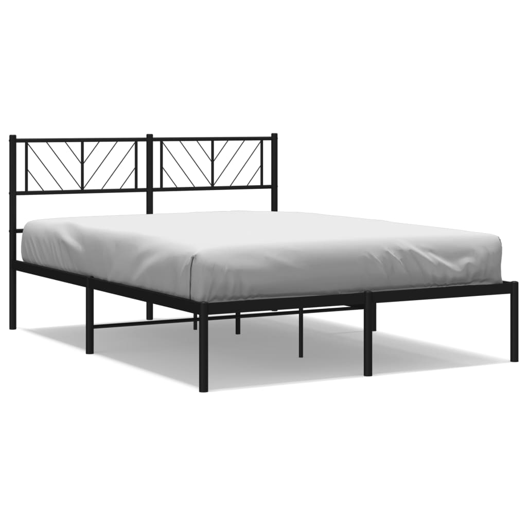 Metalni okvir za krevet s uzglavljem crni 140x200 cm