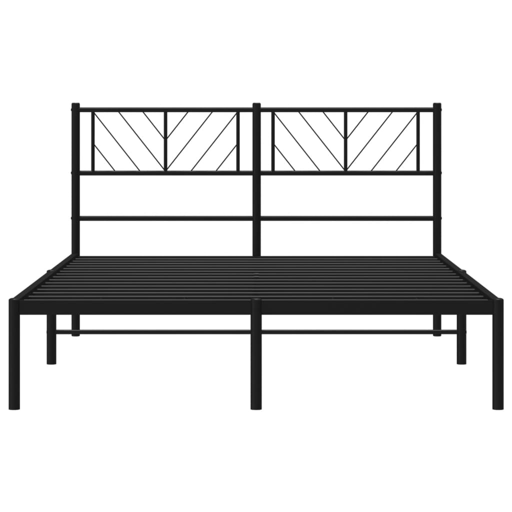 Metalni okvir za krevet s uzglavljem crni 140x200 cm