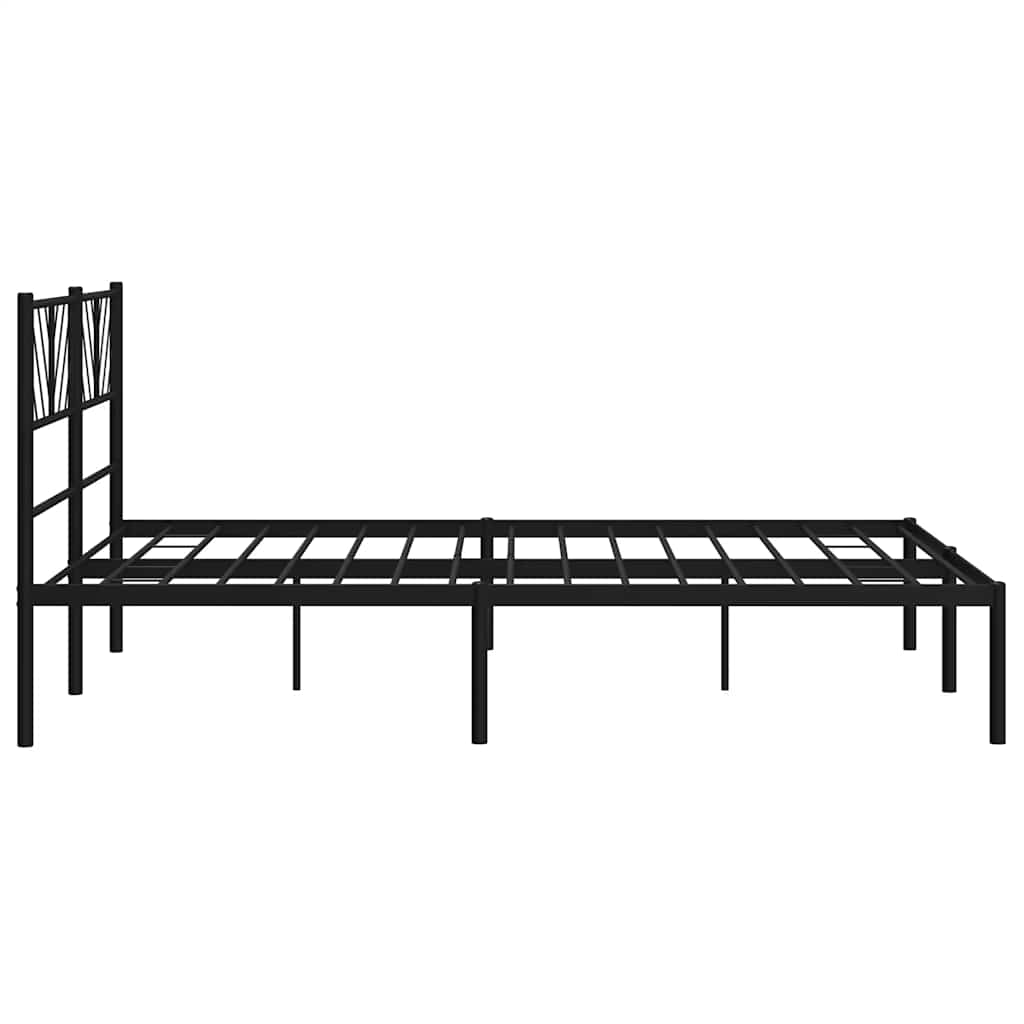 Metalni okvir za krevet s uzglavljem crni 150x200 cm