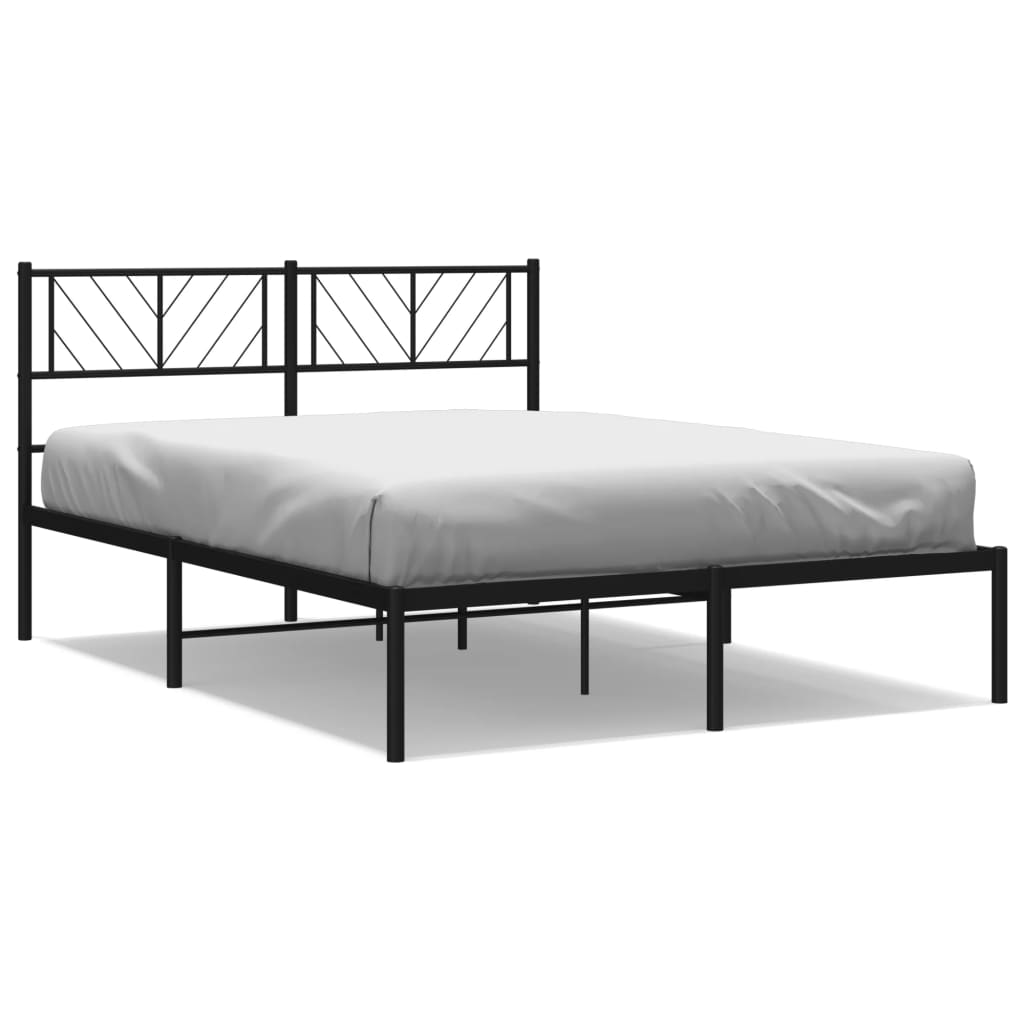 Metalni okvir za krevet s uzglavljem crni 160x200 cm
