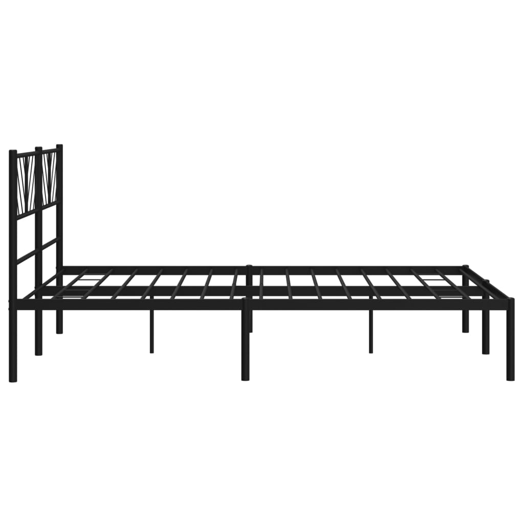 Metalni okvir za krevet s uzglavljem crni 160x200 cm