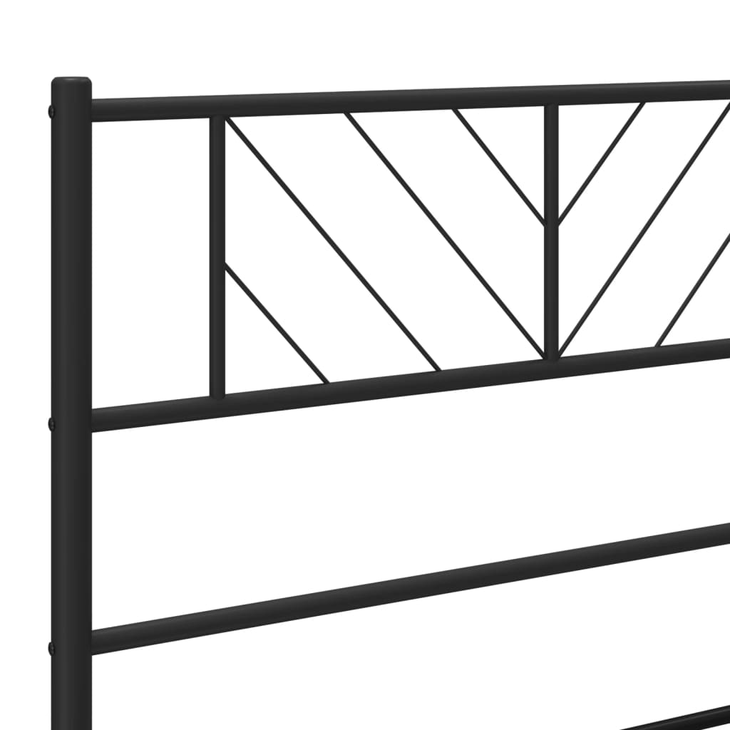 Metalni okvir za krevet s uzglavljem crni 180x200 cm