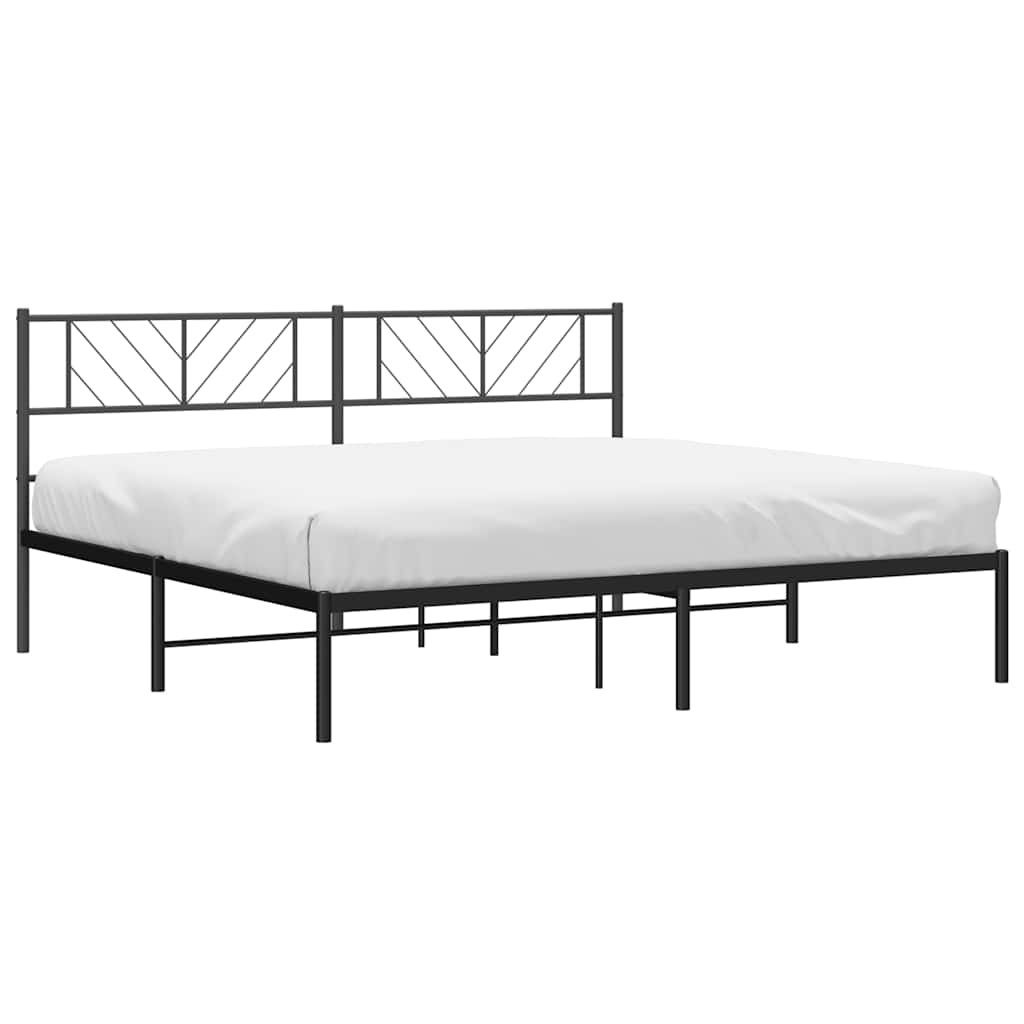 Metalni okvir za krevet s uzglavljem crni 193x203 cm