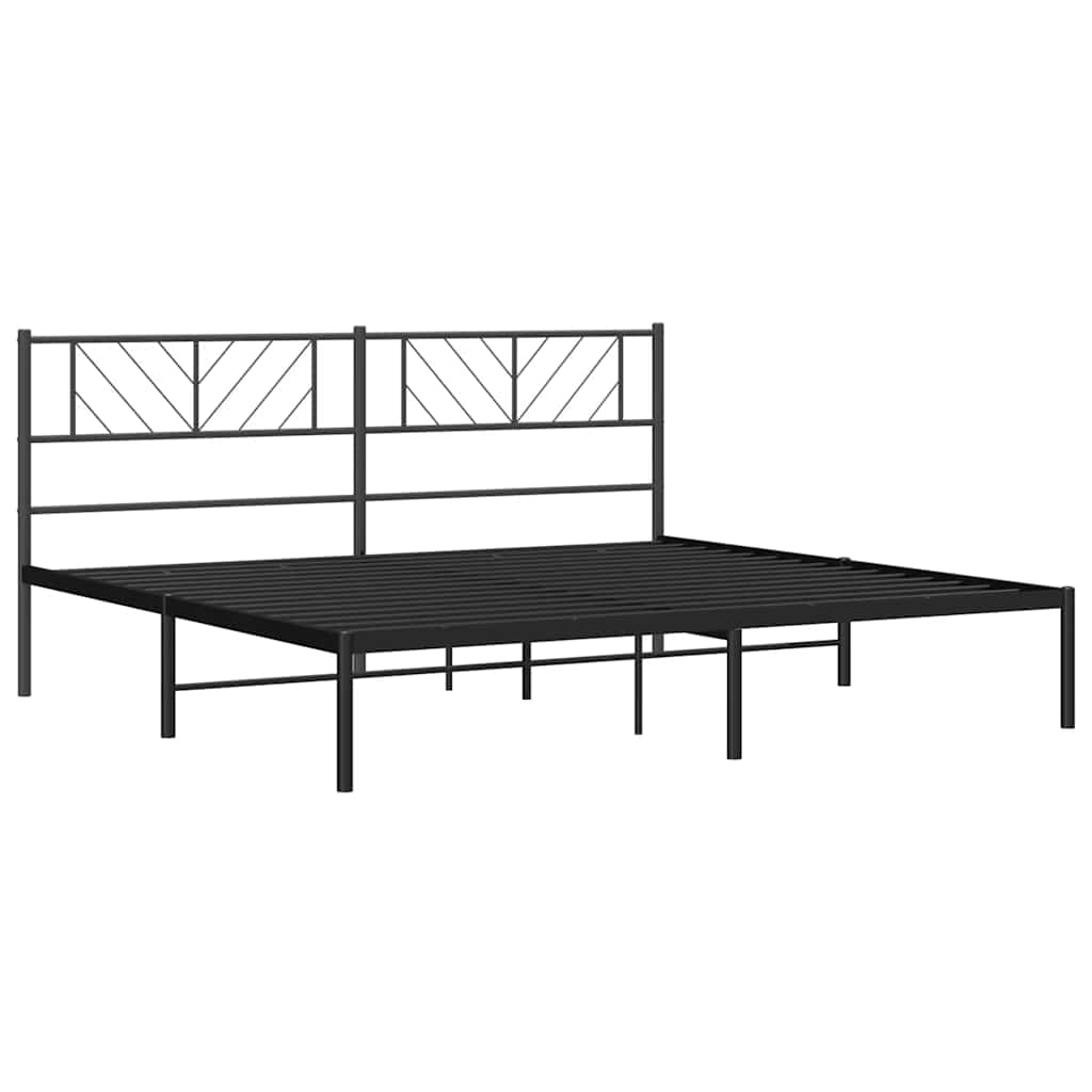 Metalni okvir za krevet s uzglavljem crni 193x203 cm