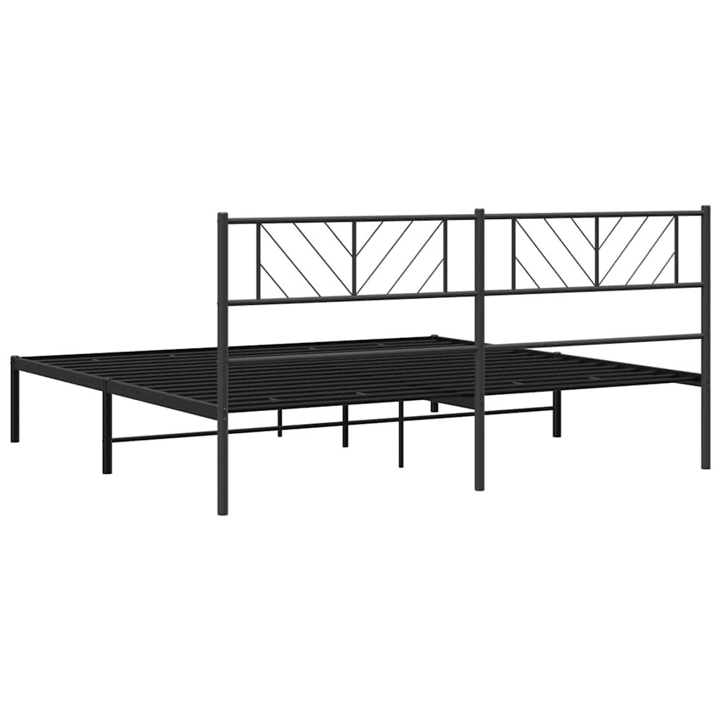 Metalni okvir za krevet s uzglavljem crni 193x203 cm
