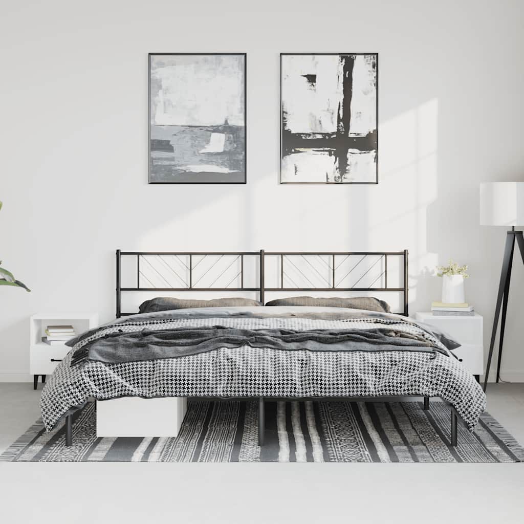 Metalni okvir za krevet s uzglavljem crni 193x203 cm