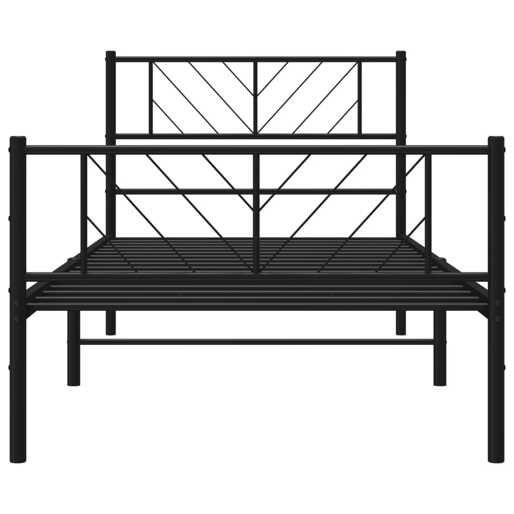 Metalni okvir kreveta uzglavlje i podnožje crni 75x190 cm