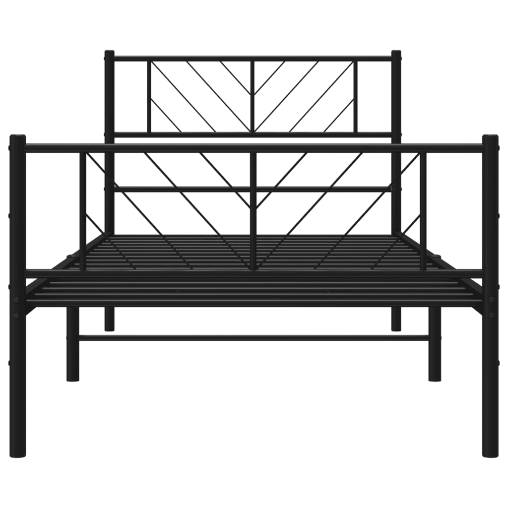 Metalni okvir kreveta uzglavlje i podnožje crni 90 x 200 cm