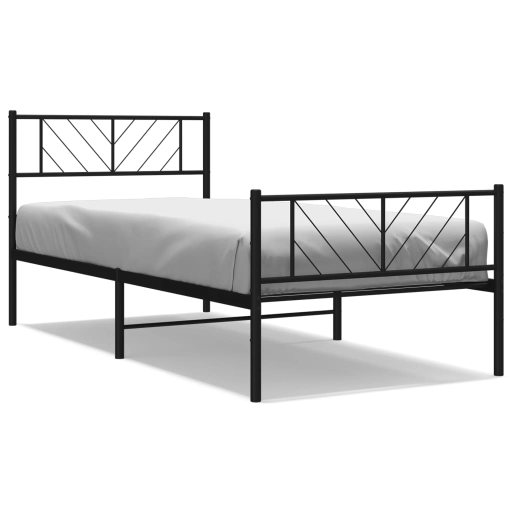 Metalni okvir kreveta uzglavlje i podnožje crni 100x200 cm