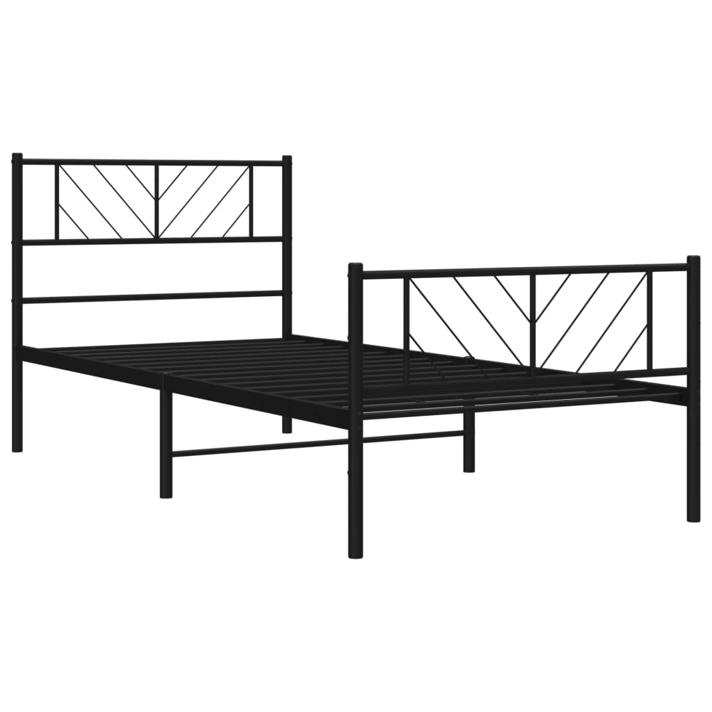 Metalni okvir kreveta uzglavlje i podnožje crni 100x200 cm