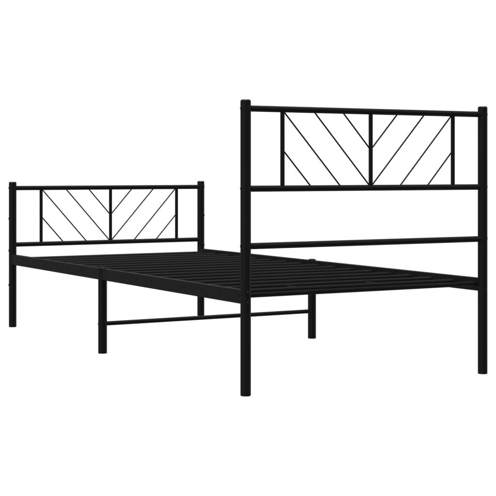 Metalni okvir kreveta uzglavlje i podnožje crni 100x200 cm